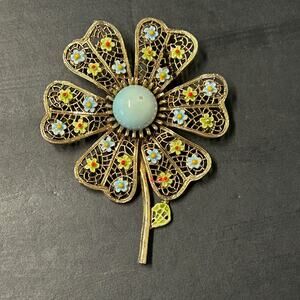 Vintage 50's Mode Art Arthur Pepper "ART" Flower All Over Daisies Brooch Signed